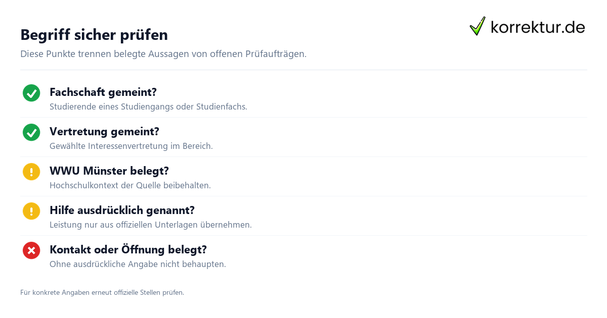 Fachschaft und Fachschaftsvertretung sicher einordnen: Prüfkriterien