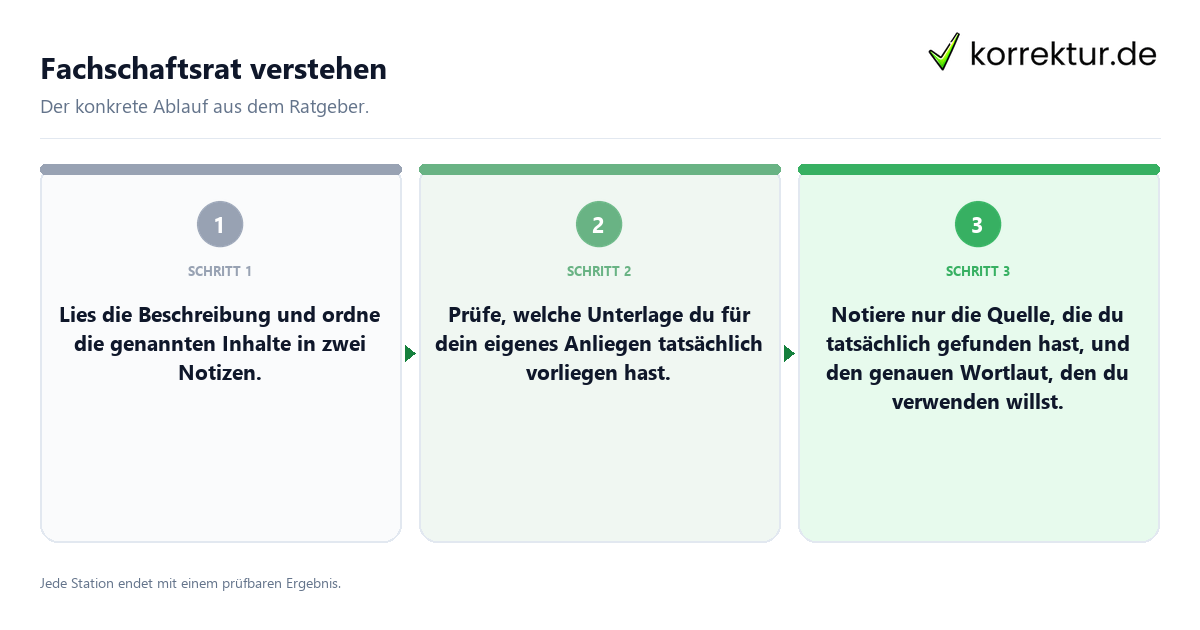 Konkrete Schritte zu Fachschaftsrat verstehen