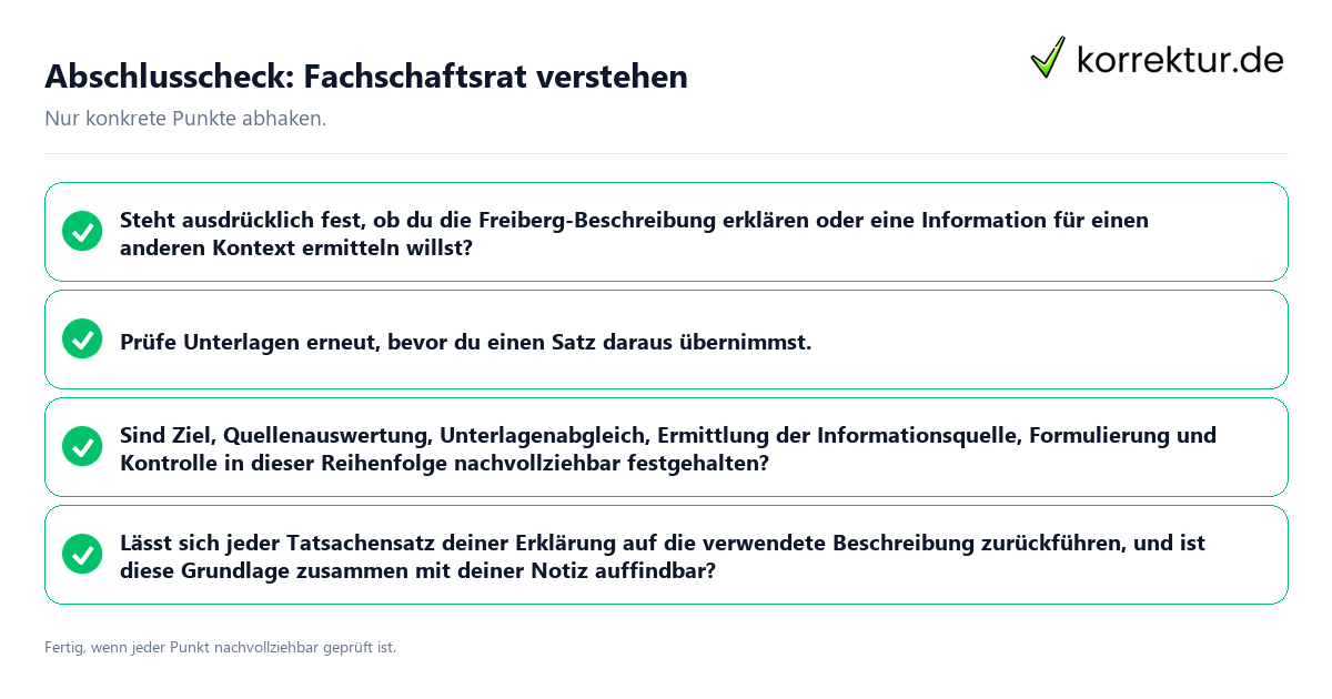 Konkreter Abschlusscheck zu Fachschaftsrat verstehen