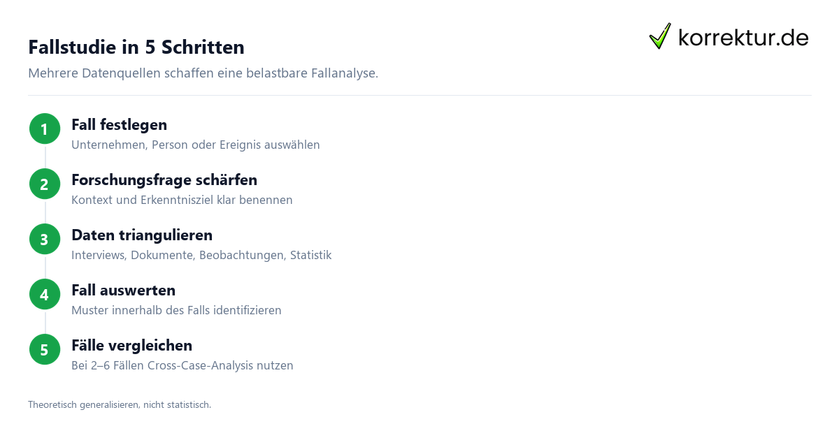 Fallstudie in 5 Schritten Fallstudie als Forschungsmethode erklärt: Ablauf der Datensammlung