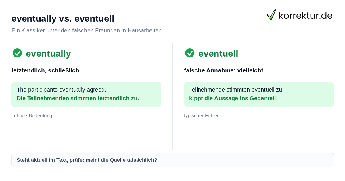 Falsche Freunde Englisch-Deutsch: eventually versus eventuell