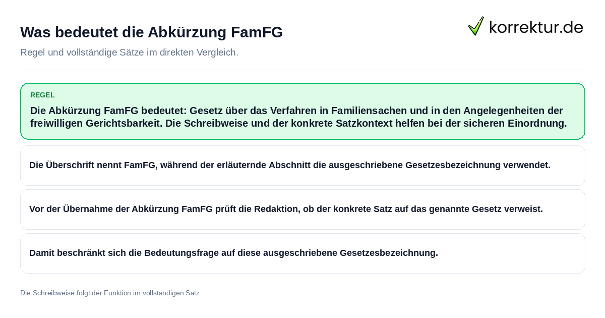 Was bedeutet die Abkürzung FamFG Konkrete Regel und vollständige Beispielsätze zu Was bedeutet die Abkürzung FamFG
