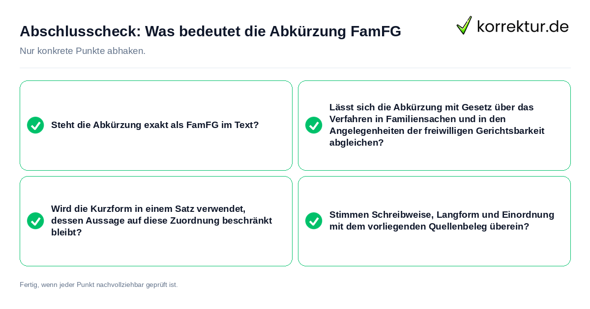 Abschlusscheck: Was bedeutet die Abkürzung FamFG Konkreter Abschlusscheck zu Was bedeutet die Abkürzung FamFG