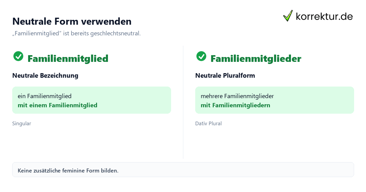 Familienmitglied richtig gendern und passend verwenden: neutrale Form im Vergleich