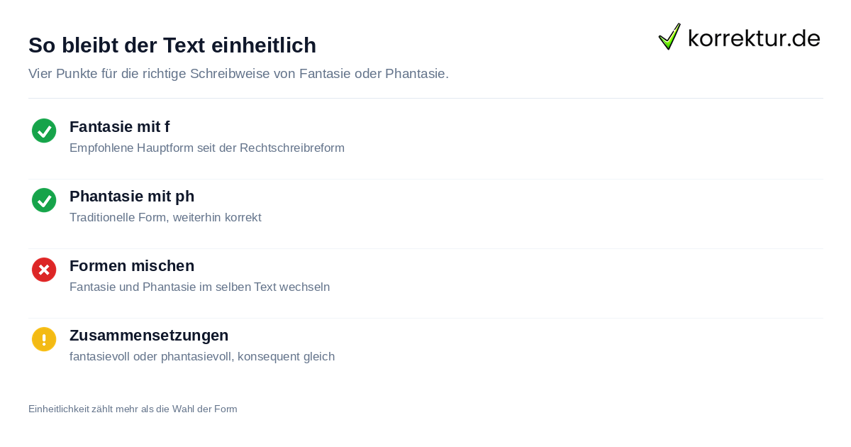 Regeln für Fantasie oder Phantasie in Wortzusammensetzungen