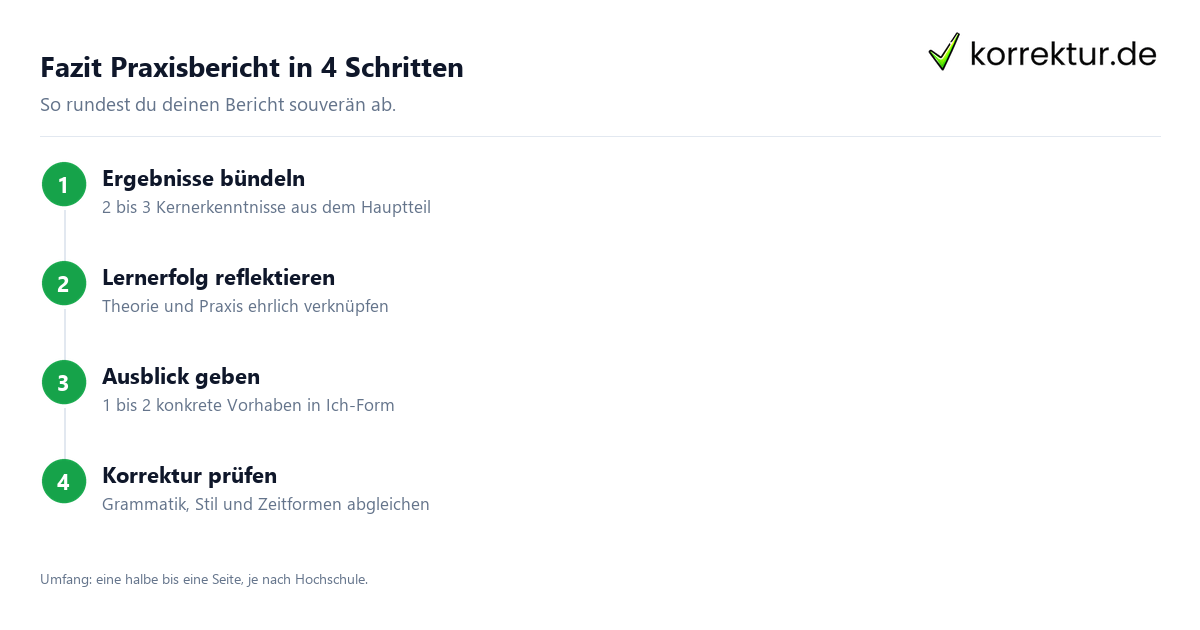 Fazit Praxisbericht schreiben: drei Bausteine für den Schluss