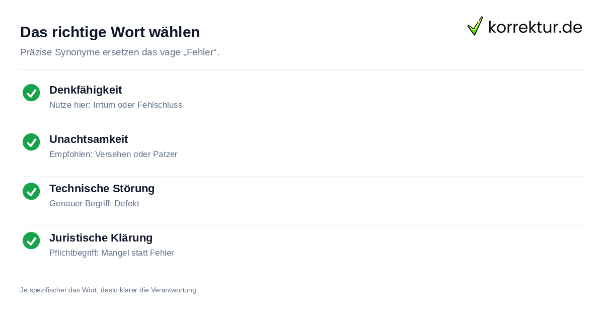 Synonyme für Fehler: Passendes Wort für jede Situation