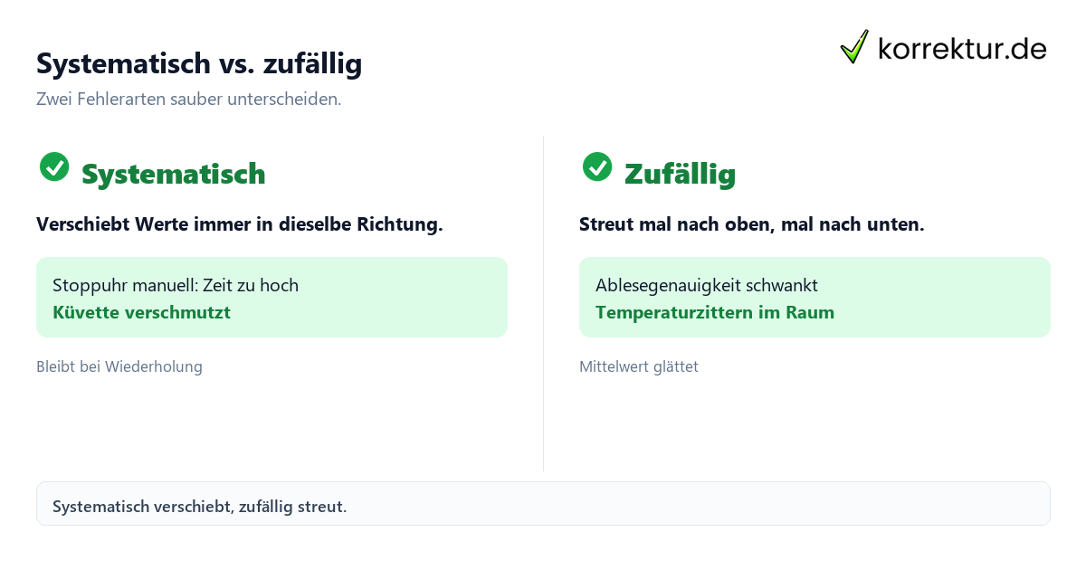 Systematisch vs. zufällig Fehlerbetrachtung Vergleich systematischer und zufälliger Fehler