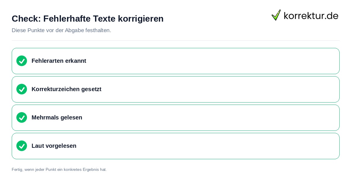 Fehlerhafte Texte korrigieren: Prüfliste mit vier Punkten