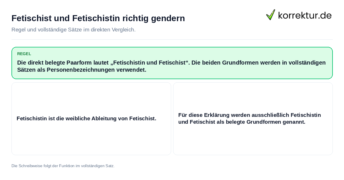 Fetischist und Fetischistin richtig gendern Konkrete Regel und vollständige Beispielsätze zu Fetischist und Fetischistin richtig gendern