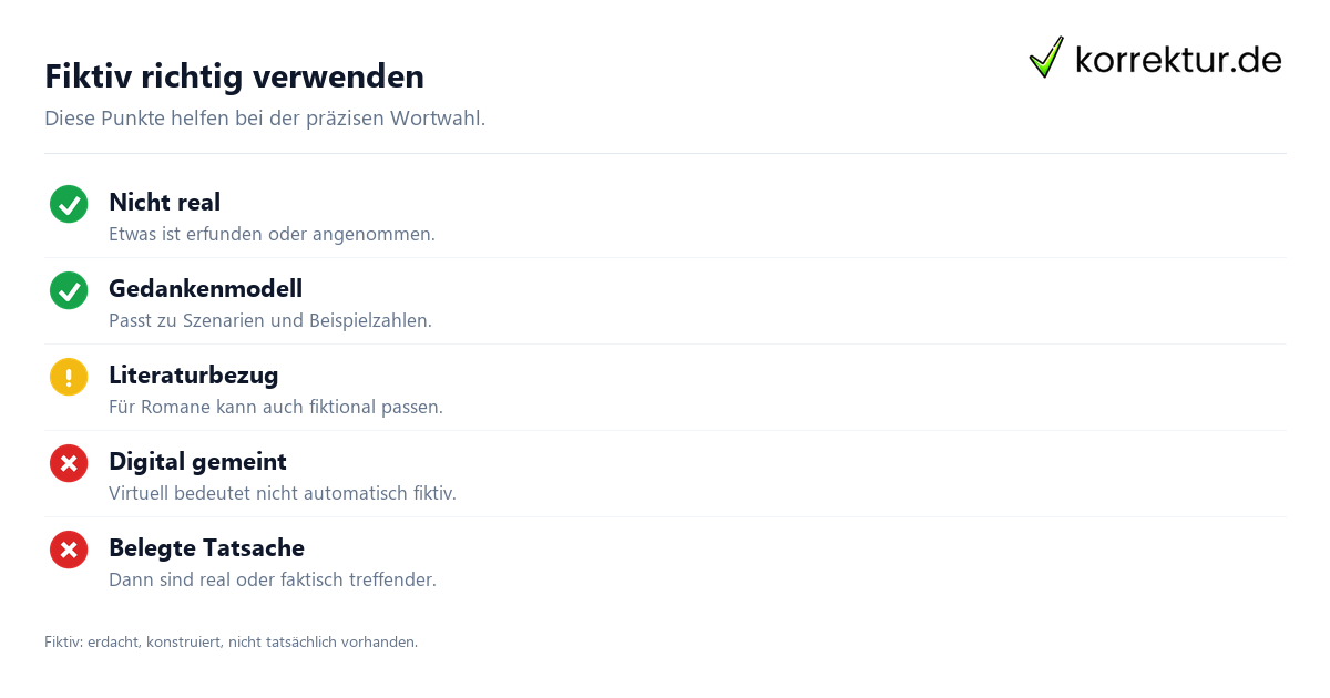 Fiktiv richtig verwenden fiktiv Bedeutung: Richtige Verwendung im Text prüfen