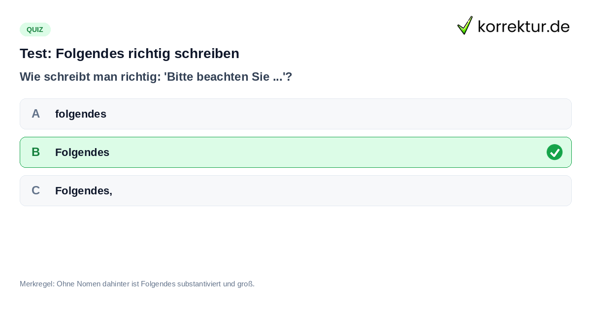 Test: Folgendes richtig schreiben Quiz zur Schreibweise von Folgendes