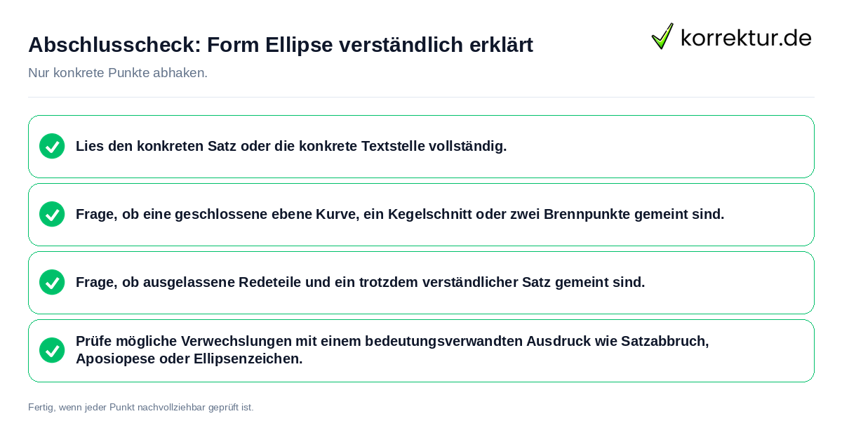 Konkreter Abschlusscheck zu Form Ellipse verständlich erklärt