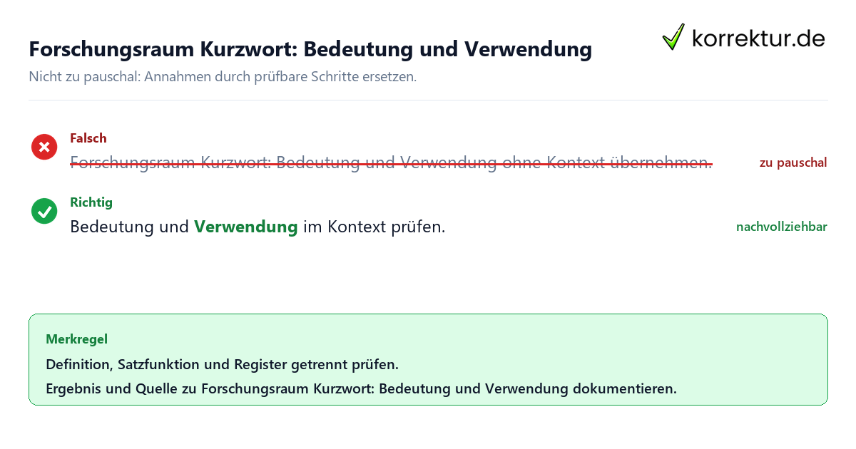 Ungeeignete und belastbare Vorgehensweise bei Forschungsraum Kurzwort: Bedeutung und Verwendung
