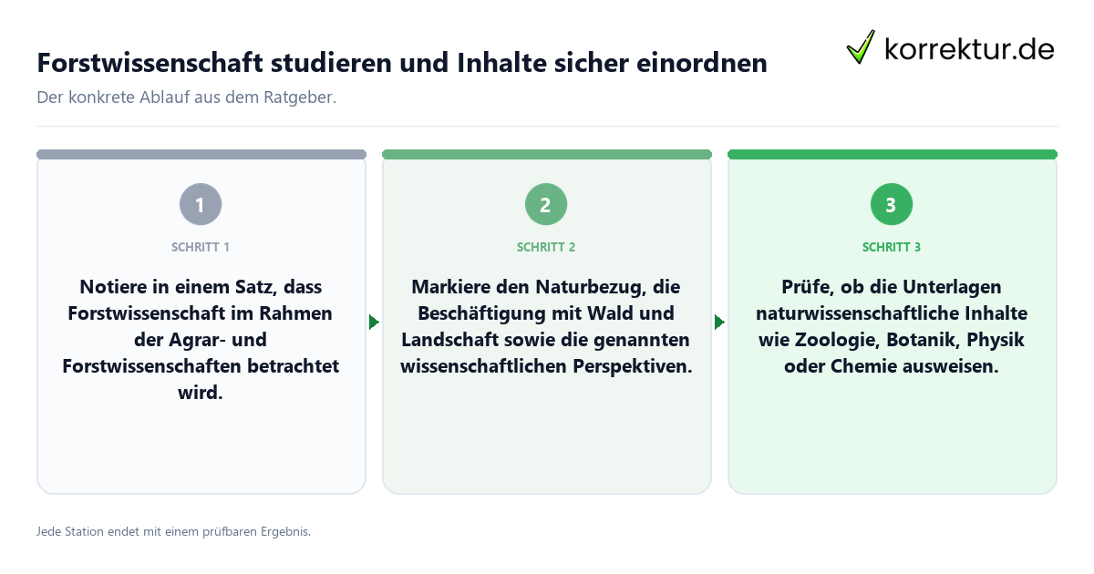 Konkrete Schritte zu Forstwissenschaft studieren und Inhalte sicher einordnen