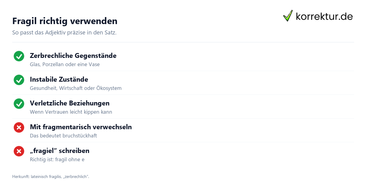 Fragil richtig verwenden Fragil Bedeutung richtig verwenden