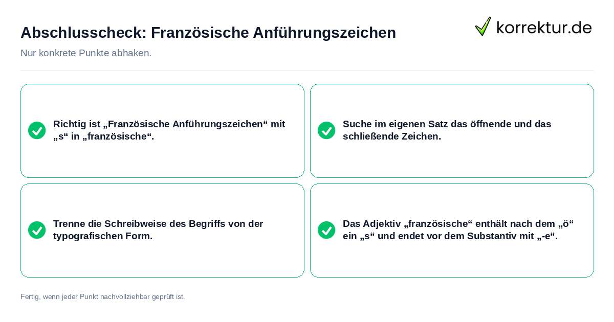 Konkreter Abschlusscheck zu Französische Anführungszeichen