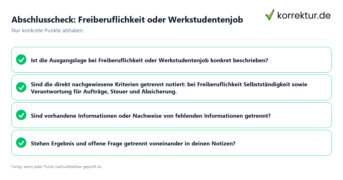 Abschlusscheck: Freiberuflichkeit oder Werkstudentenjob Konkreter Abschlusscheck zu Freiberuflichkeit oder Werkstudentenjob