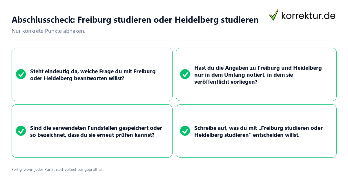 Abschlusscheck: Freiburg studieren oder Heidelberg studieren Konkreter Abschlusscheck zu Freiburg studieren oder Heidelberg studieren