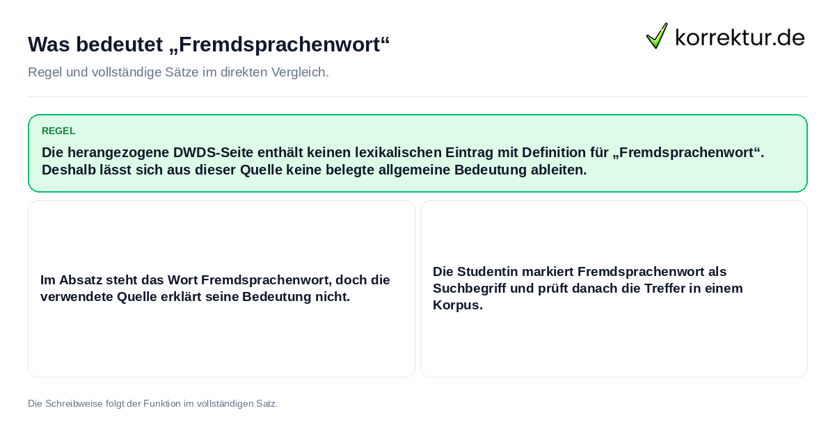 Konkrete Regel und vollständige Beispielsätze zu Was bedeutet „Fremdsprachenwort“