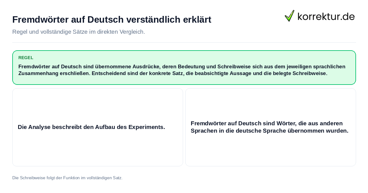 Konkrete Regel und vollständige Beispielsätze zu Fremdwörter auf Deutsch verständlich erklärt