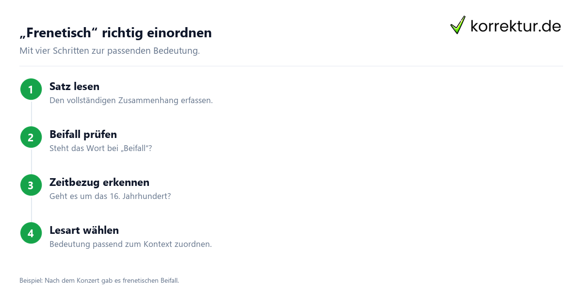 Frenetisch verständlich erklärt: Bedeutung und Gebrauch, Bedeutung im Satz prüfen