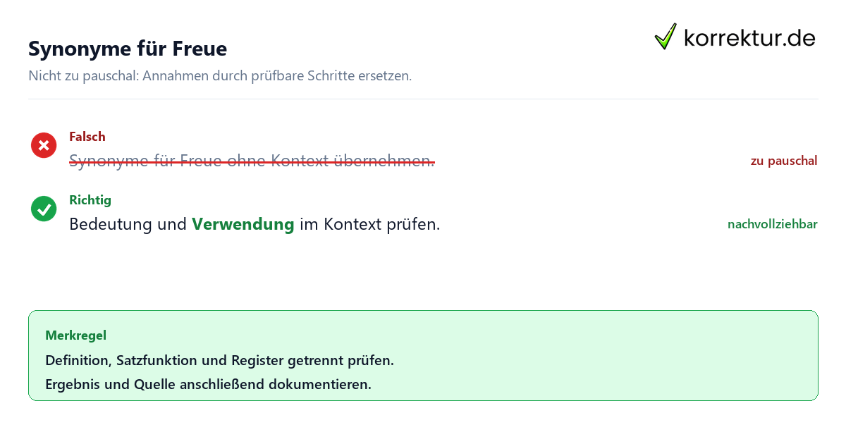 Ungeeignete und belastbare Vorgehensweise bei Synonyme für Freue