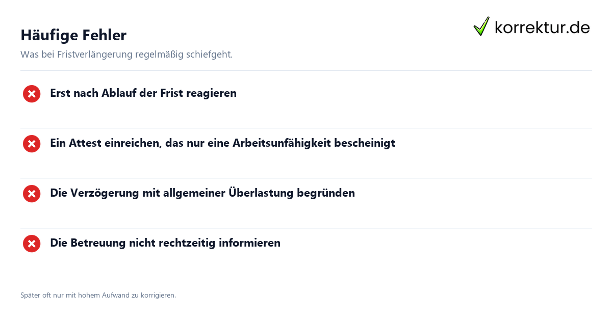 Häufige Fehler Mehr Zeit für die Abschlussarbeit rechtzeitig sichern: häufige Fehler