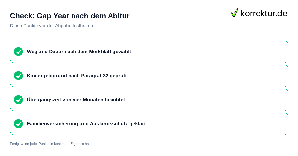 Gap Year nach dem Abitur: Prüfliste mit vier Punkten