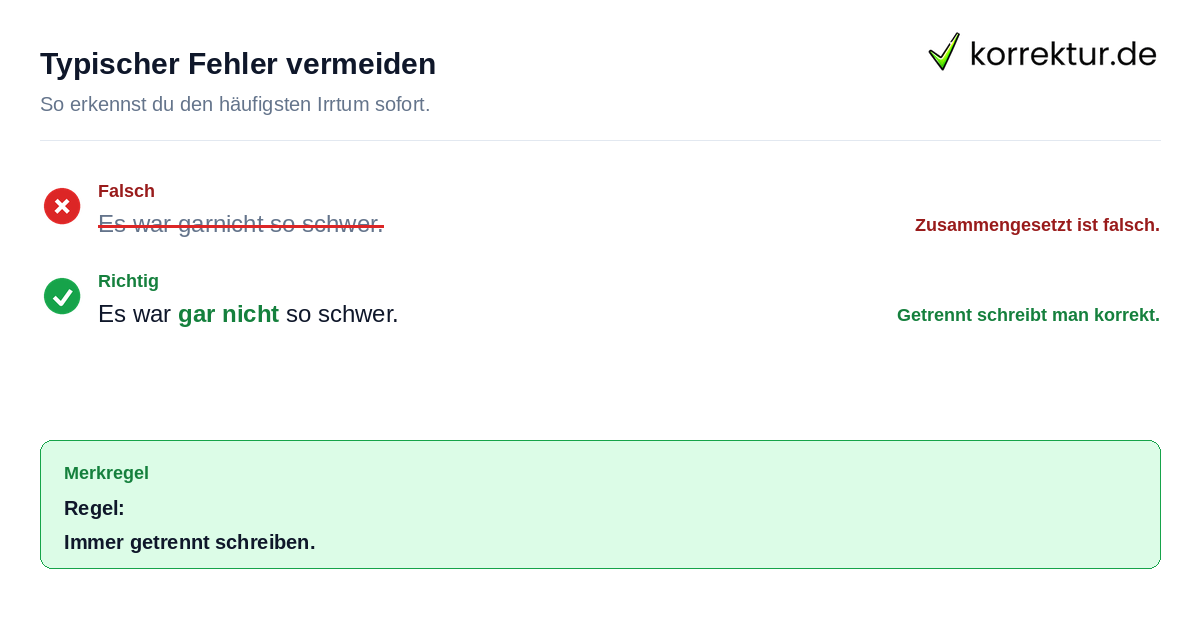 Rotstiff Beispiel für die richtige Schreibweise von gar nicht