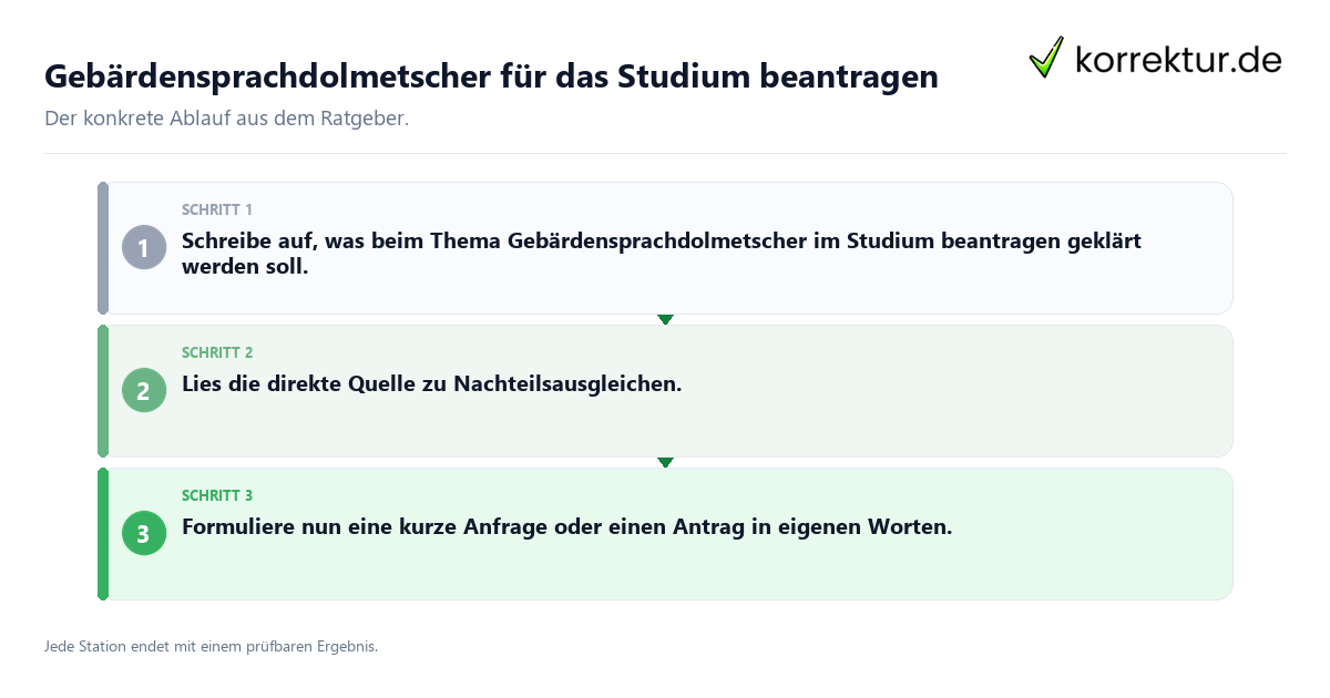 Konkrete Schritte zu Gebärdensprachdolmetscher für das Studium beantragen