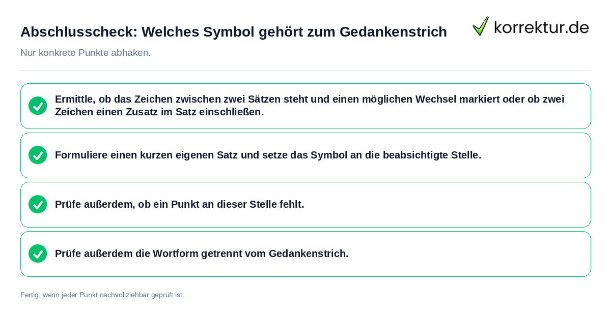 Konkreter Abschlusscheck zu Welches Symbol gehört zum Gedankenstrich