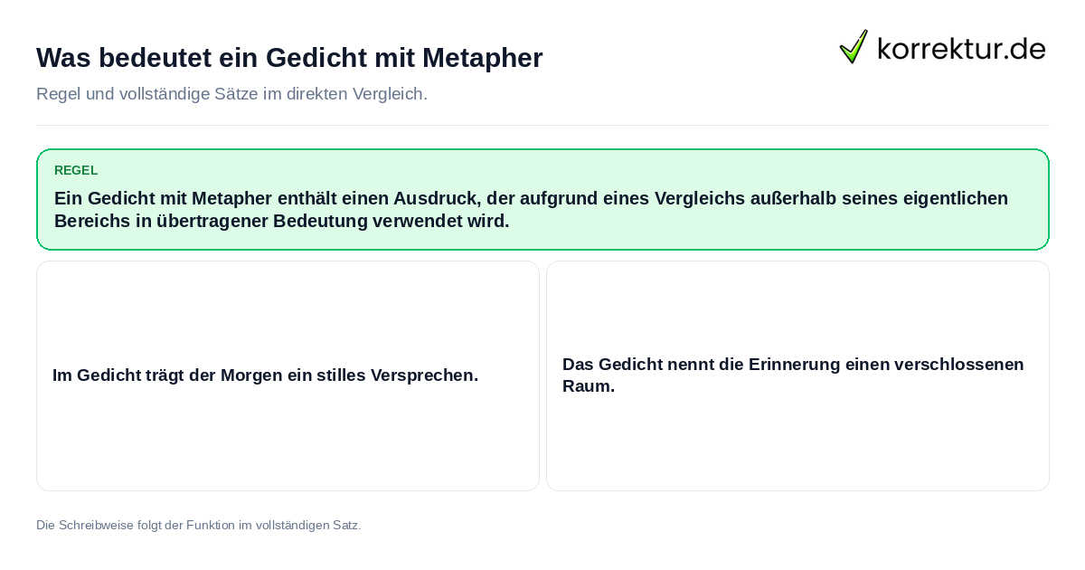 Konkrete Regel und vollständige Beispielsätze zu Was bedeutet ein Gedicht mit Metapher