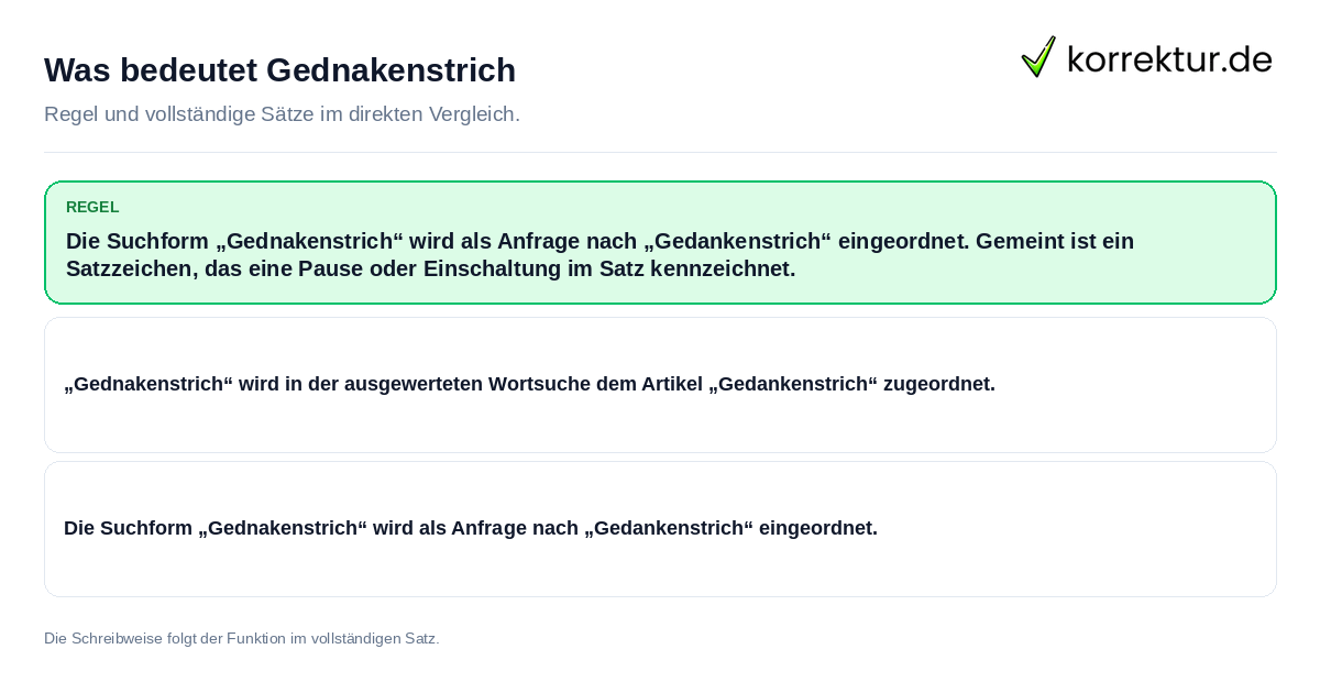 Konkrete Regel und vollständige Beispielsätze zu Was bedeutet Gednakenstrich