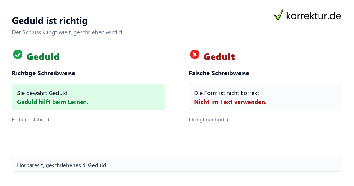 Gedult oder Geduld: richtige Schreibweise im Vergleich