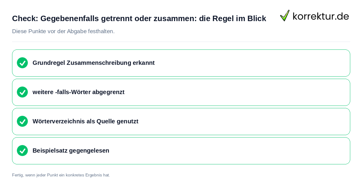 Check: Gegebenenfalls getrennt oder zusammen: die Regel im Blick Gegebenenfalls getrennt oder zusammen: die Regel im Blick: Prüfliste mit vier Punkten
