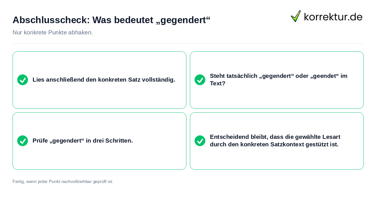 Konkreter Abschlusscheck zu Was bedeutet „gegendert“