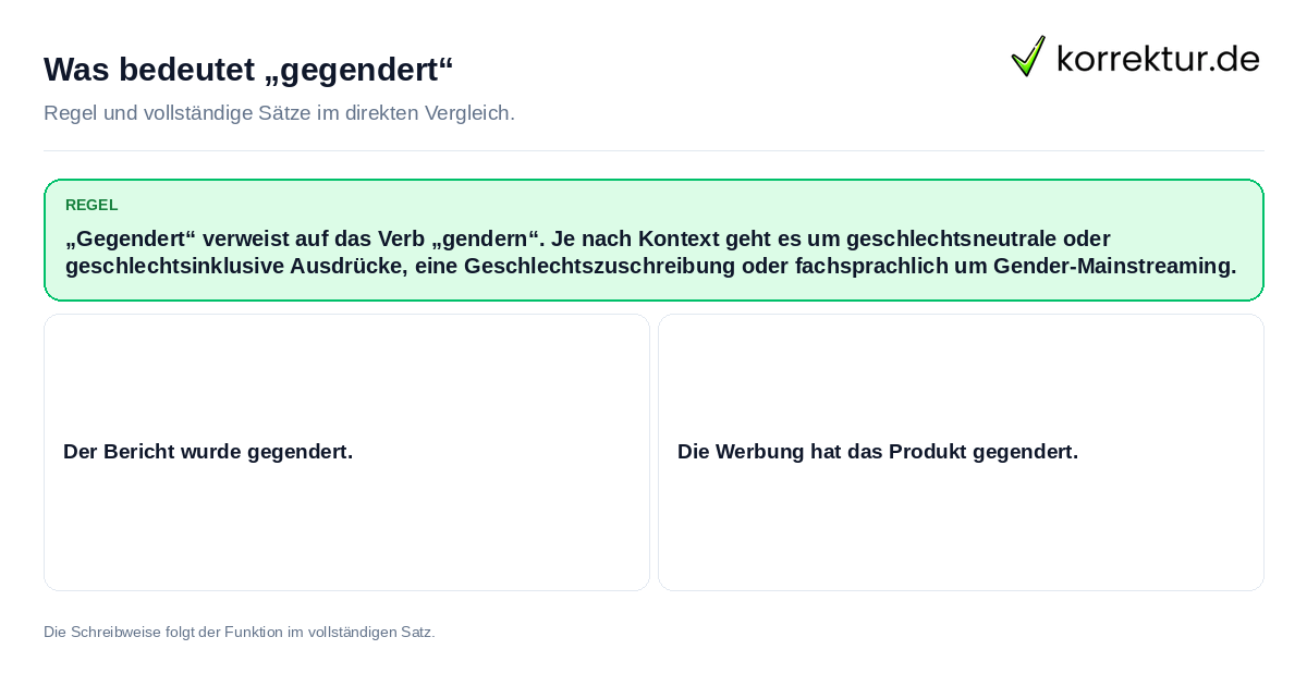 Konkrete Regel und vollständige Beispielsätze zu Was bedeutet „gegendert“