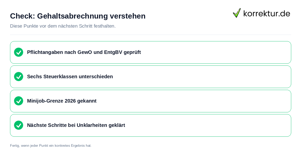 Check: Gehaltsabrechnung verstehen Gehaltsabrechnung verstehen: Prüfliste mit vier Punkten