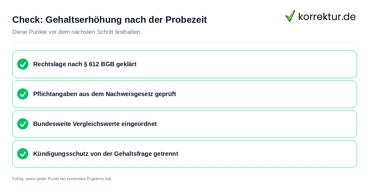 Gehaltserhöhung nach der Probezeit: Prüfliste mit vier Punkten