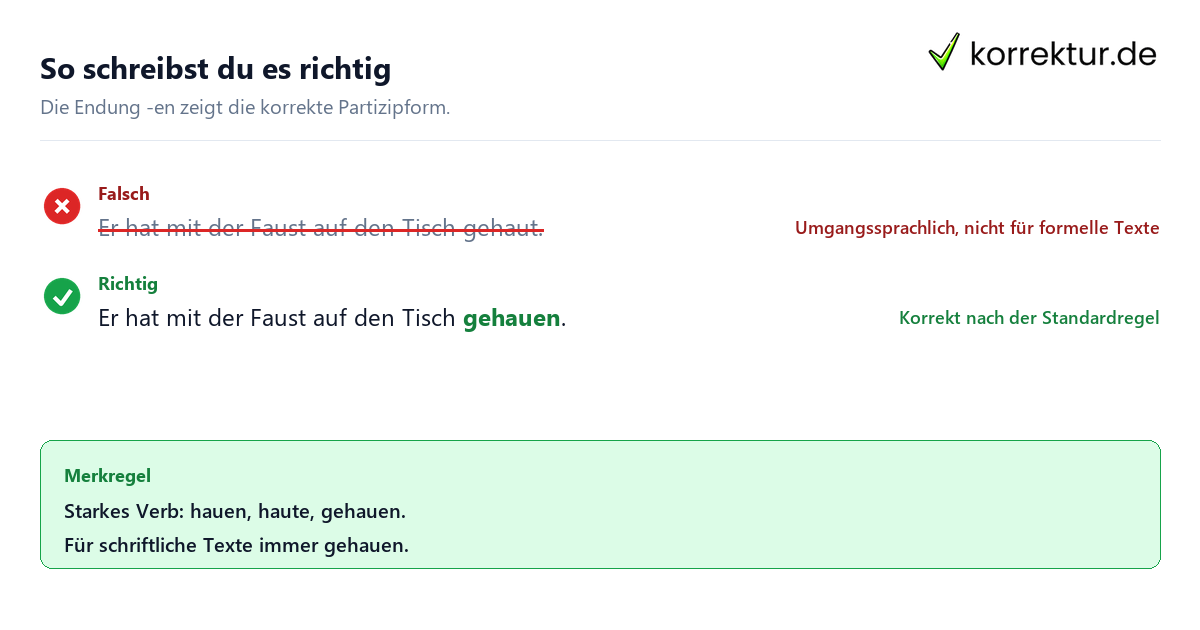 gehauen oder gehaut gehauen oder gehaut