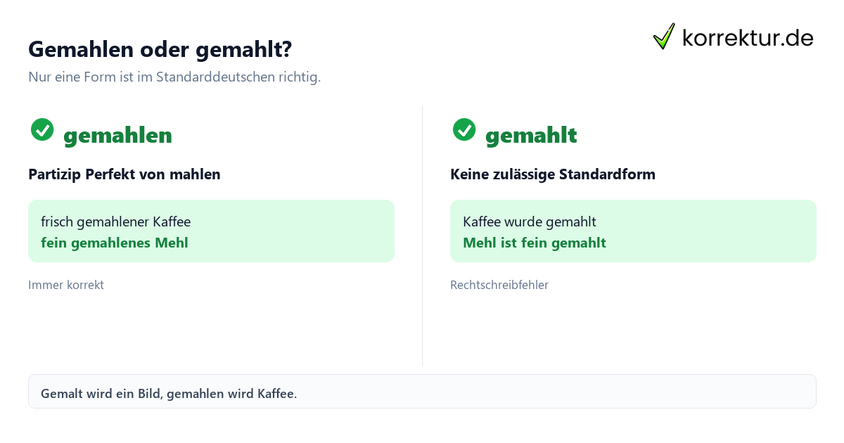 Gemahlen oder gemahlt? Gemahlen oder gemahlt: richtiger Vergleich der Partizipformen