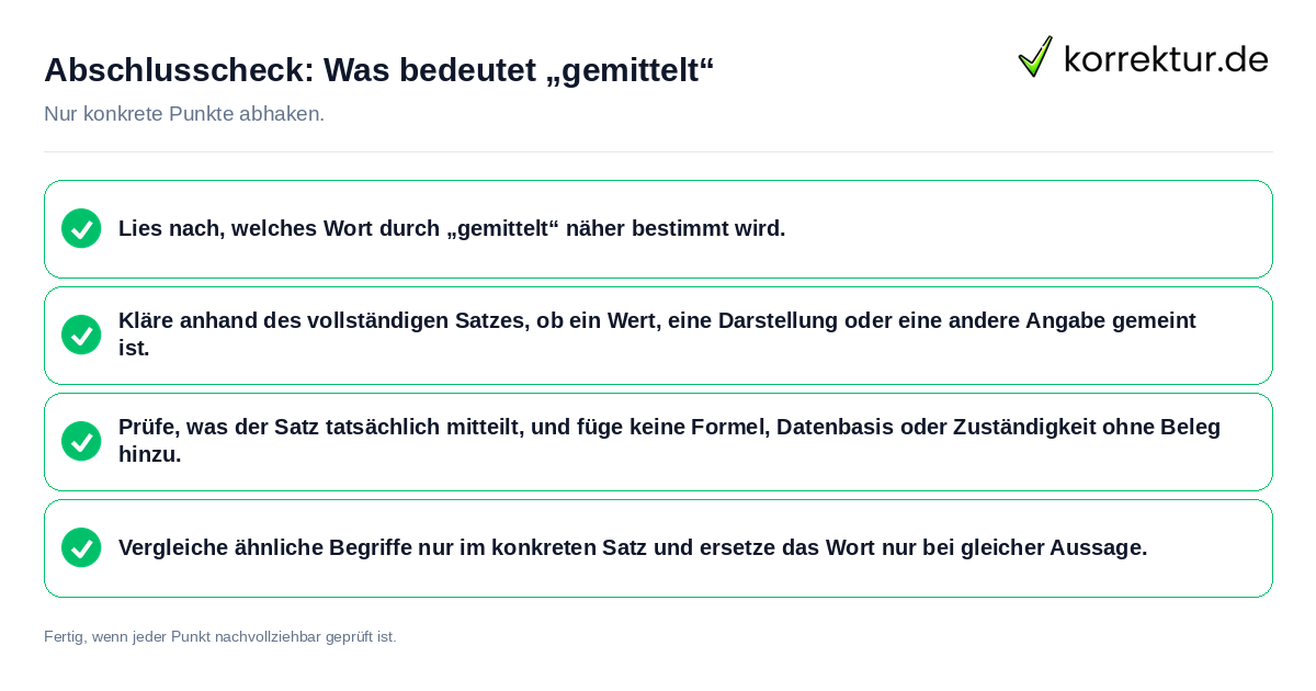 Konkreter Abschlusscheck zu Was bedeutet „gemittelt“