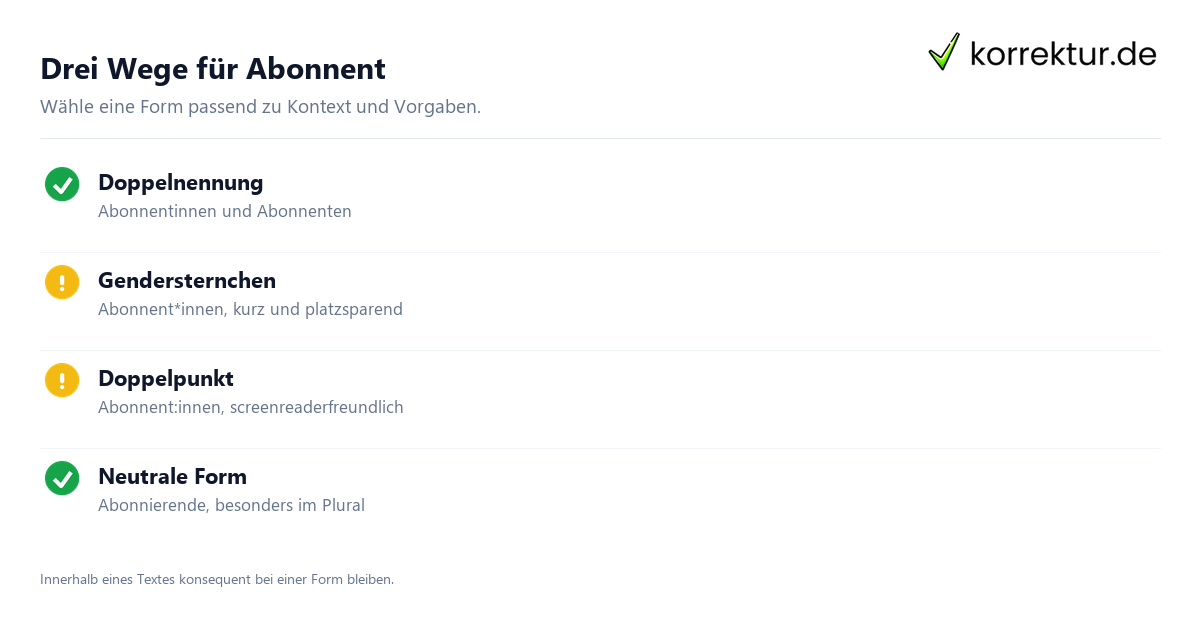 gendern Abonnent gendern Abonnent: Überblick
