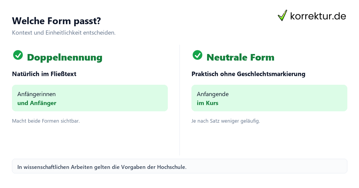Schritt für Schritt gendern Anfänger: Schritte