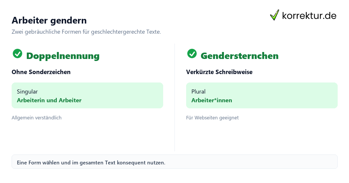 Arbeiter gendern Gendern Arbeiter: Doppelnennung und Gendersternchen im Vergleich