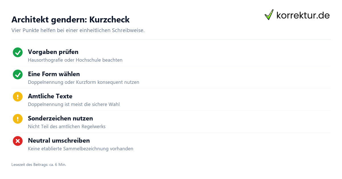 Architekt gendern: Kurzcheck Gendern Architekt: Architekt*in im Text korrekt anwenden
