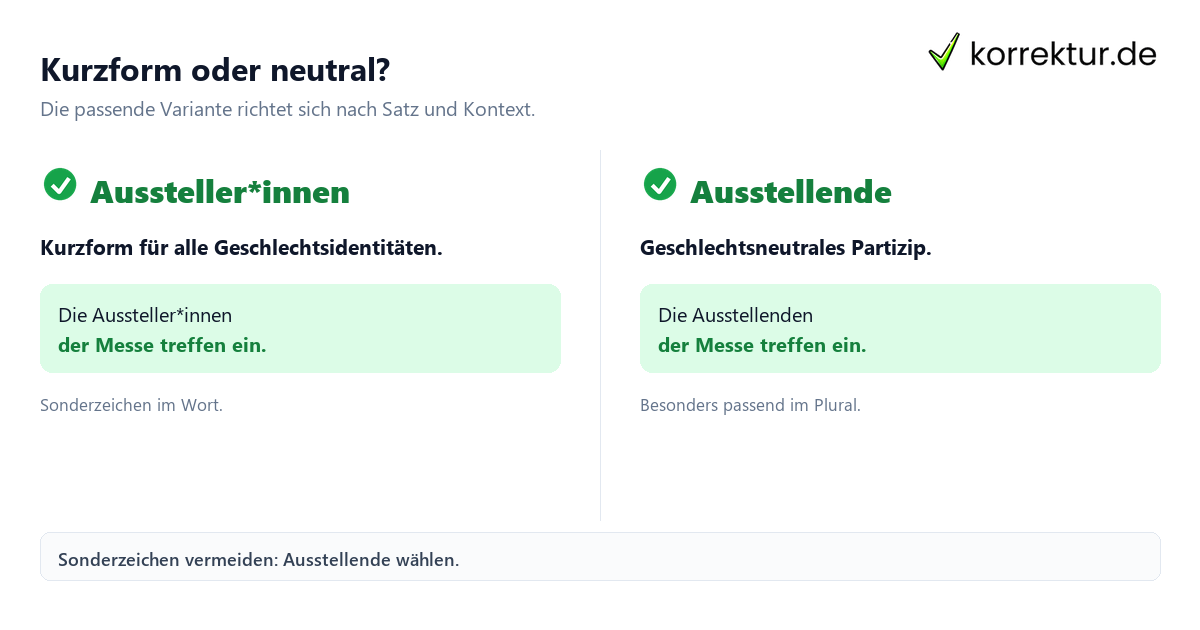 Schritt für Schritt gendern Aussteller: Schritte