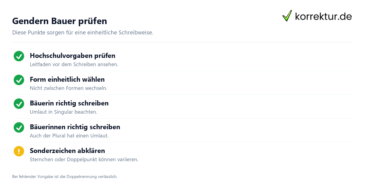 Gendern in der Arbeit gendern Bauer: Checkliste für wissenschaftliche Arbeiten