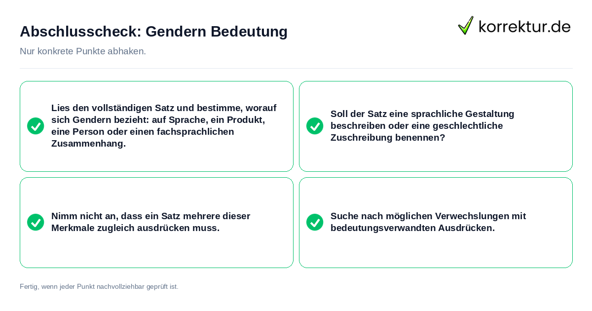 Konkreter Abschlusscheck zu Gendern Bedeutung